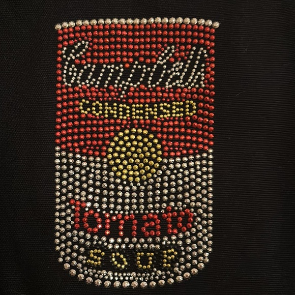 NWOT ©️2005 Campbell’s Tomato Soup™️ bling Andy Warhol style black canvas tote - Picture 2 of 8